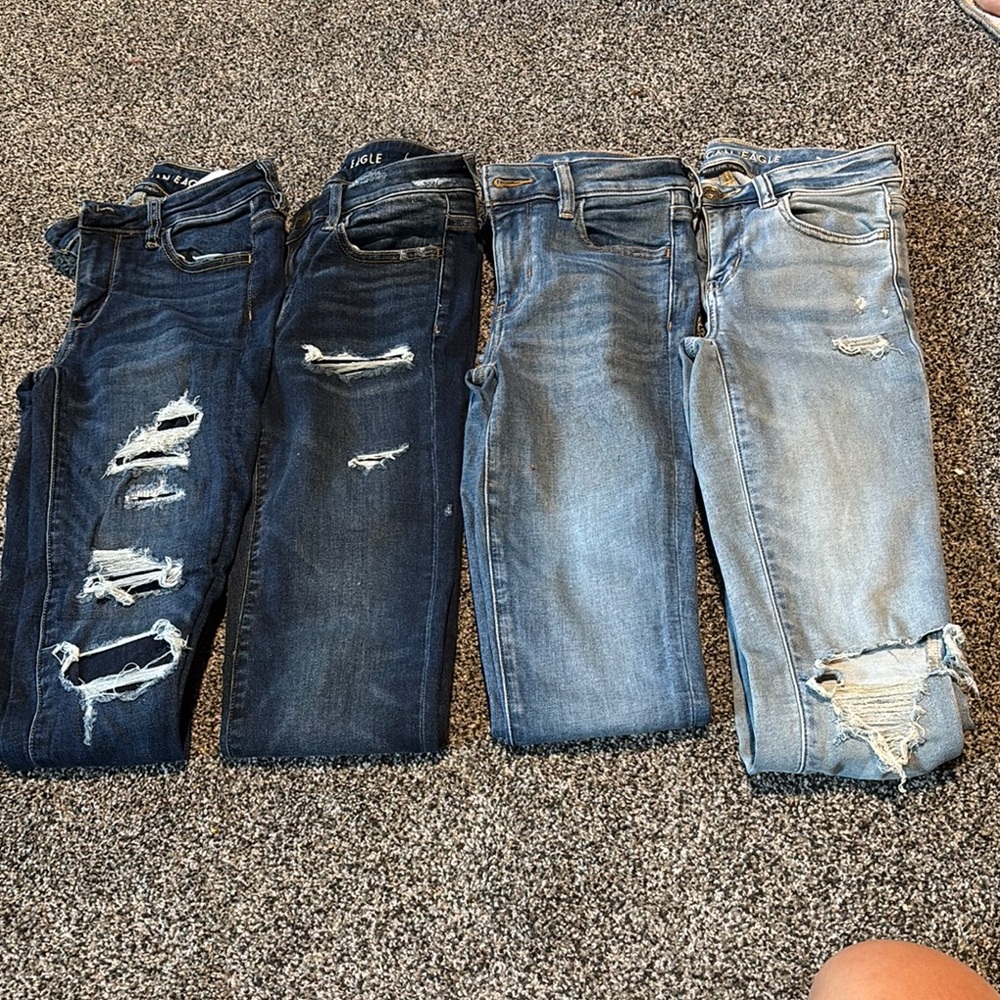 American Eagle Outfitters Distressed Denim Jeans lot of 4